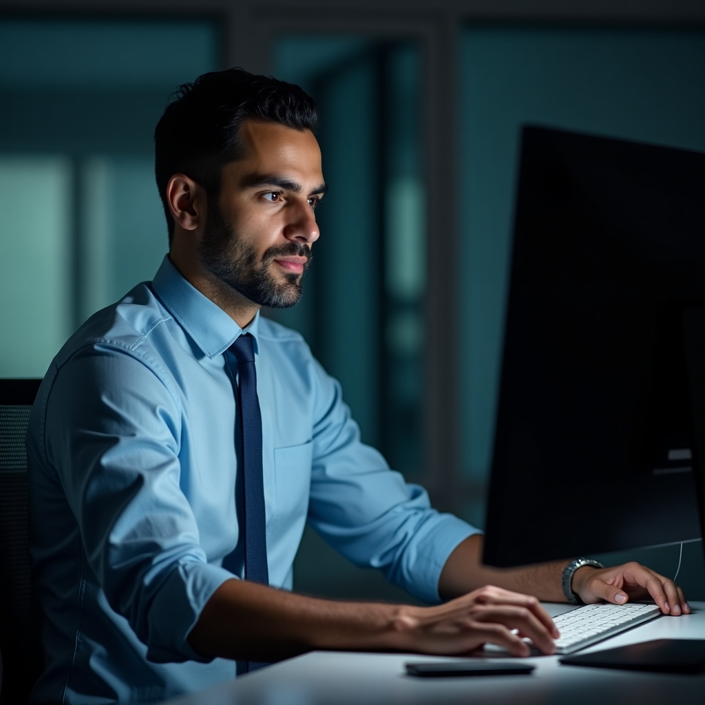 Finanční analytik při práci